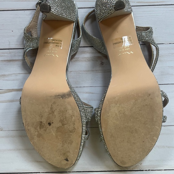 Nina “Nerice” Silver Crystal Mid Heel Sandals – Women’s size 9.5 - Picture 8 of 11